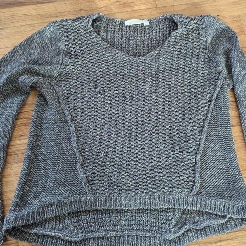 RD‎ Style Womens Grey Marled Chunky Knit V-Neck High-Low Sweater Medium